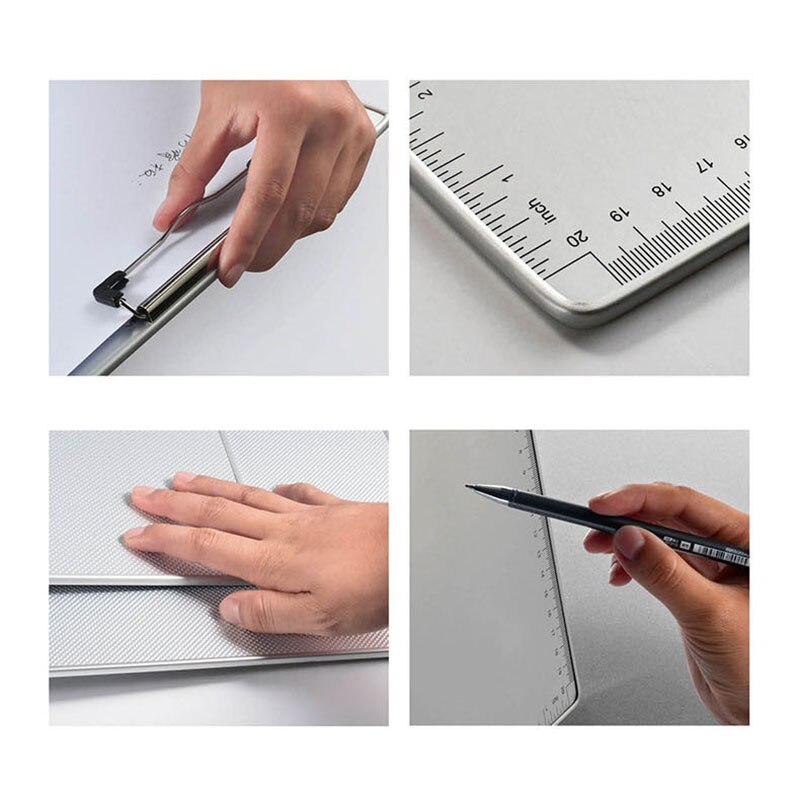 A4 board folder A5 aluminum alloy file board folder home office with scale notepad writing folder pad picture splint menu folder