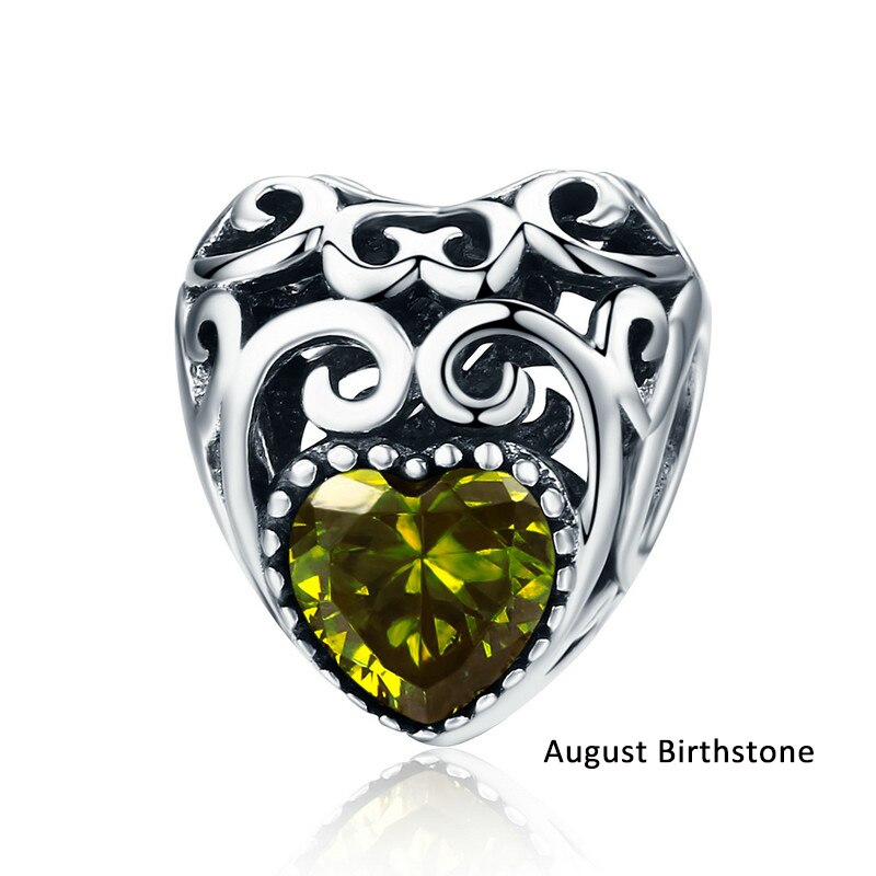 BAMOER Authentic 100% 925 Sterling Silver Month Birthst AAA Zircon Beads fit Charm Bracelet DIY Jewelry Making SCC573-10: SCC573-8