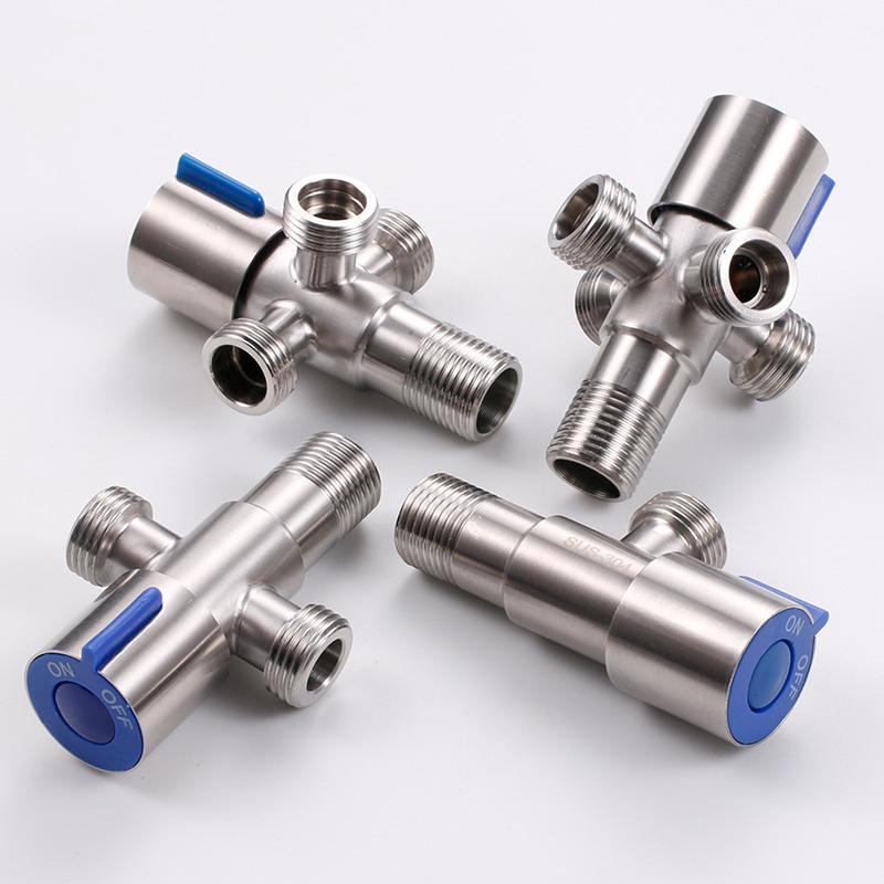 1 Pcs G1 / 2 '' 304 Stainless Steel Triangle Valve Cold And One Into Four Out Inlet Toilet Water Heater Bathroom Accessories
