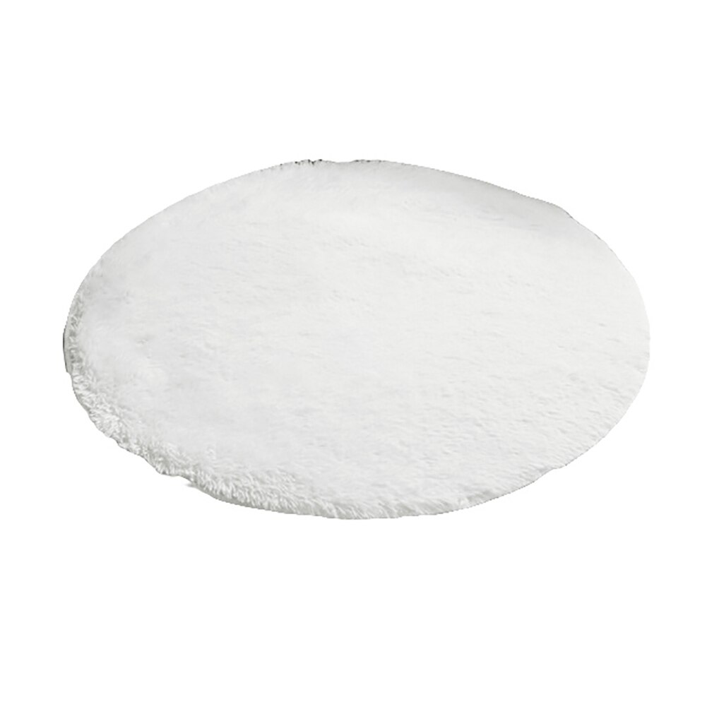 40cm rond salle de bain chambre polaire doux anti-dérapant tapis de sol tapis décor à la maison: Beige White