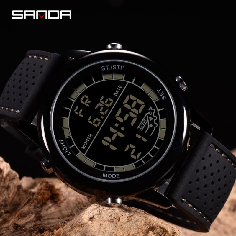 SANDA Sport Watch Men Digital Watch Alarm Chronograph Countdown LED Watches 50m Waterproof Wristwatch Clock Relogio digital