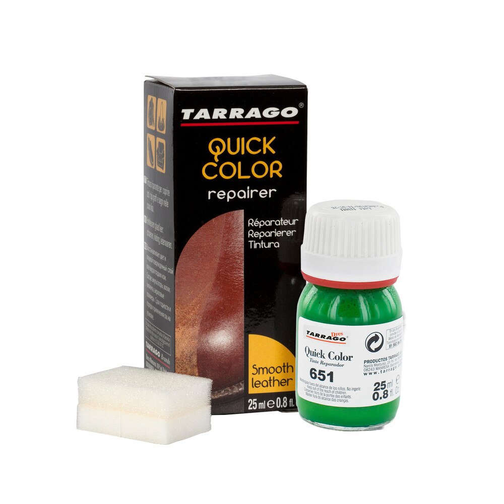Tarrago | Quick Color 25 ml | Tinte Renovador de Color para Zapatos de Cuero Liso y Lona | Verde Selva (651)