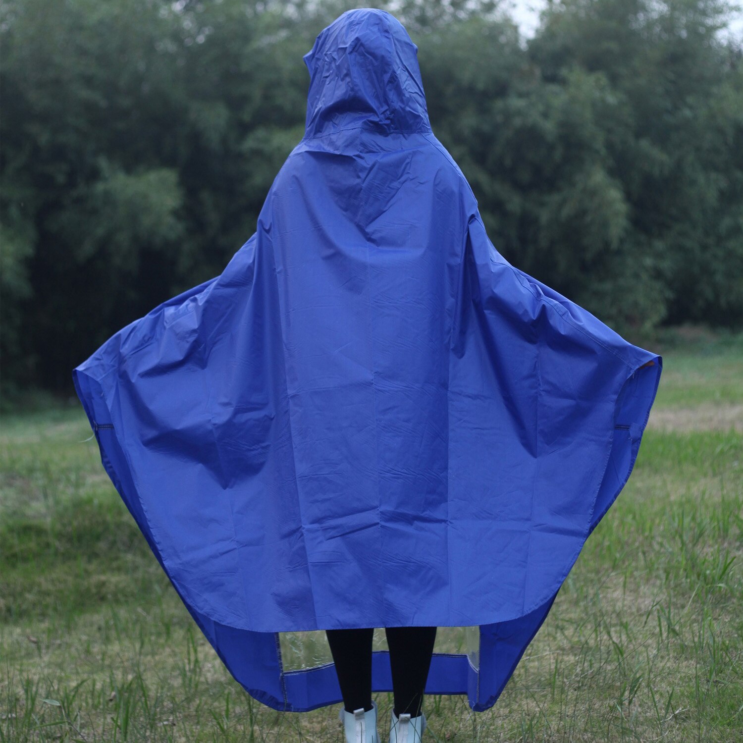Behogar Universal Waterproof Hooded Raincoat Rain Cape Coat Poncho for Mobility Scooters Motorcycle Motorbikes Bicycle Blue