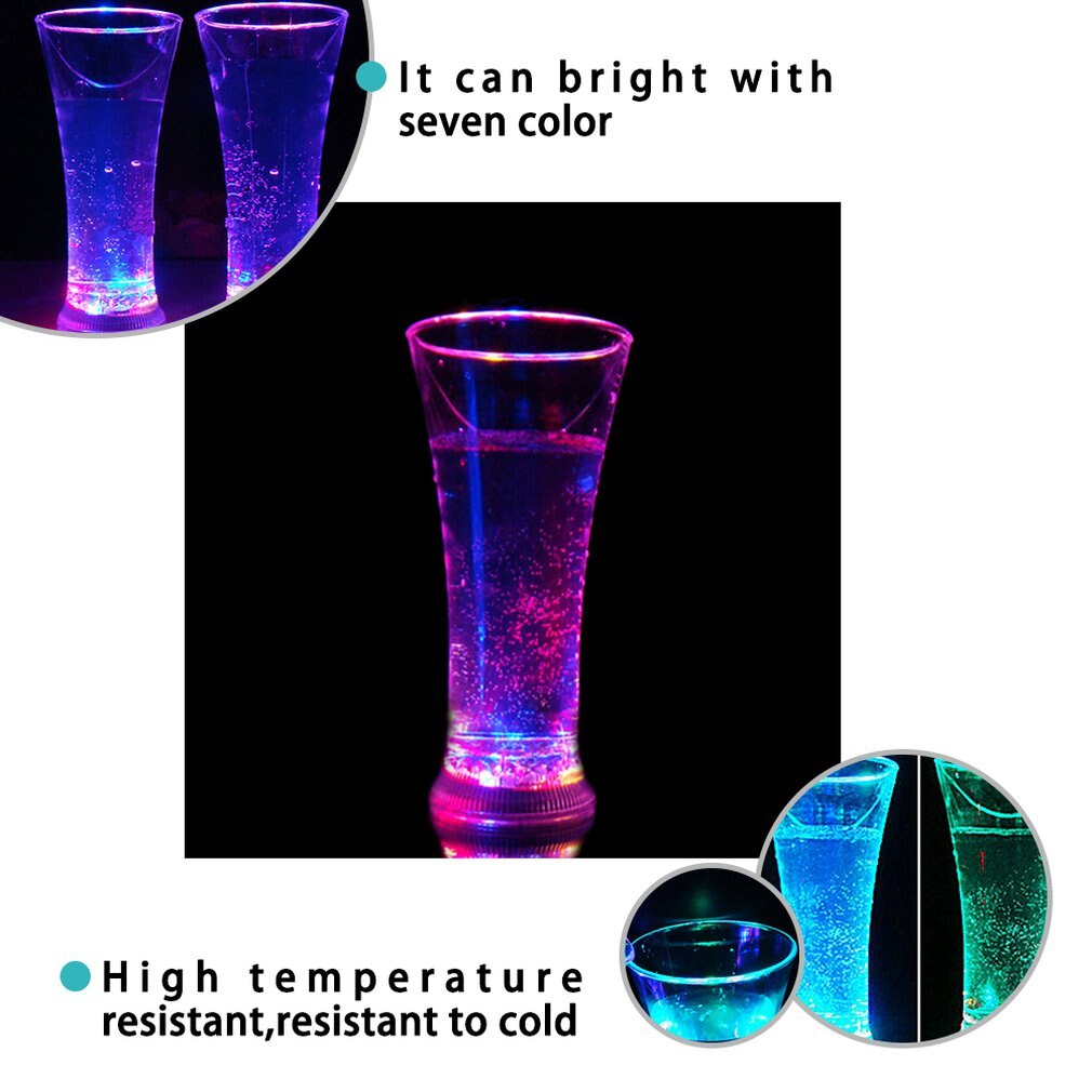 PREUP LED Colorful Glowing Heart Shape Cup Flash Water Luminous Cup For Induction Light Beer Bottle Cool Drink Wine