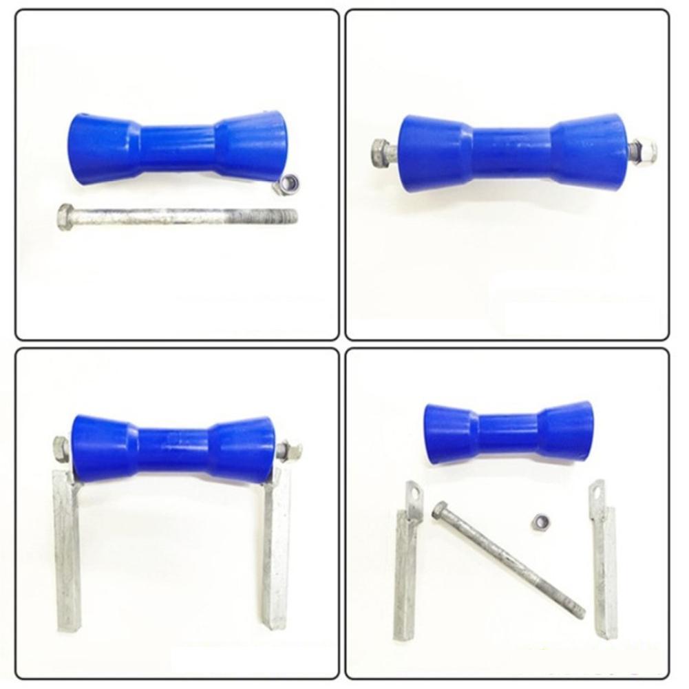 Rouleau de quille de remorque de bateau PE en plastique dur bleu de 8 pouces, auto-centrant de 200mm avec pièces d&#39;accessoires de boulons