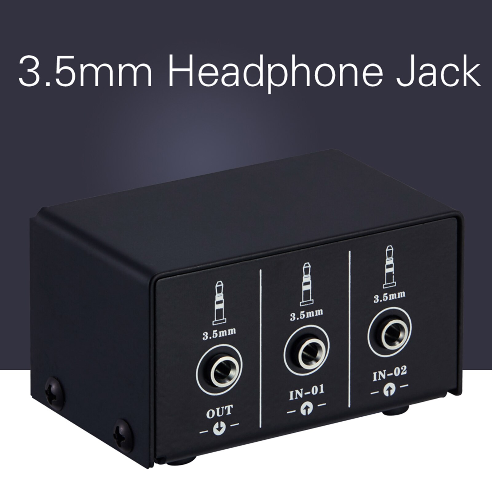 LINEPAUDIO Audio Switcher 3.5mm 2 in 1 Out / 1 in 2 Out A/B Switch Stereo Audio Splitter Box with No Distortion 3.5mm Jack