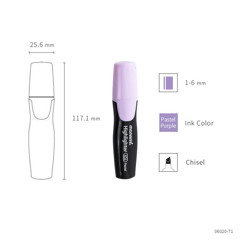 Monami 604 Pastel Color Highlighter Pen Mild Colors Marker Liner Highlighting Drawing Painting Office School Supplies A6088: Pastel Purple