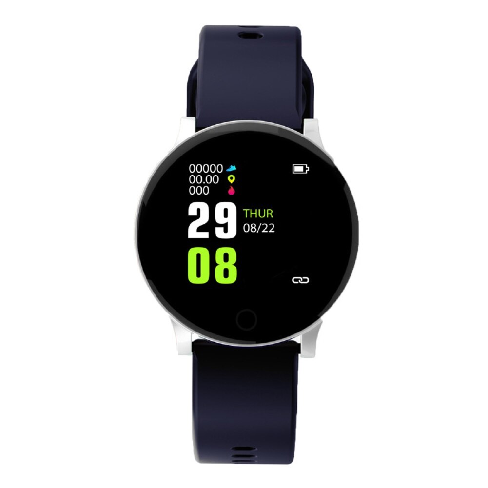 Vandtæt smartwatch mænd blodtryk kvinder sport puls fitness tracker armbånd til android ios smart watch runde: Sort