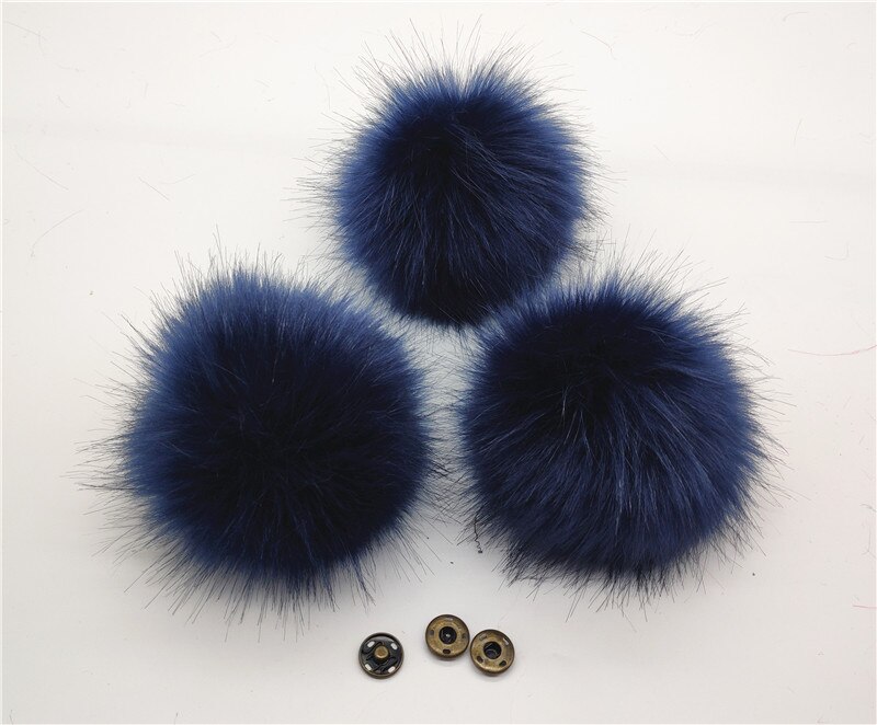 Boule en fausse fourrure colorée pour bonnets 12cm, pompon en fourrure artificielle pour bonnet, sac pour chaussures avec bouton-pression