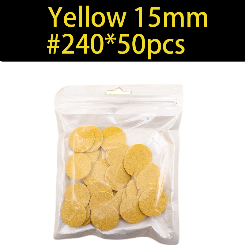 ~ Geel Schuurpapier 50/pcs Pedicure Voetverzorging Gereedschap 15mm 20mm 25mm 35mm nagel boor Schijf disc Salon Eelt Vervangbare: Licht Geel
