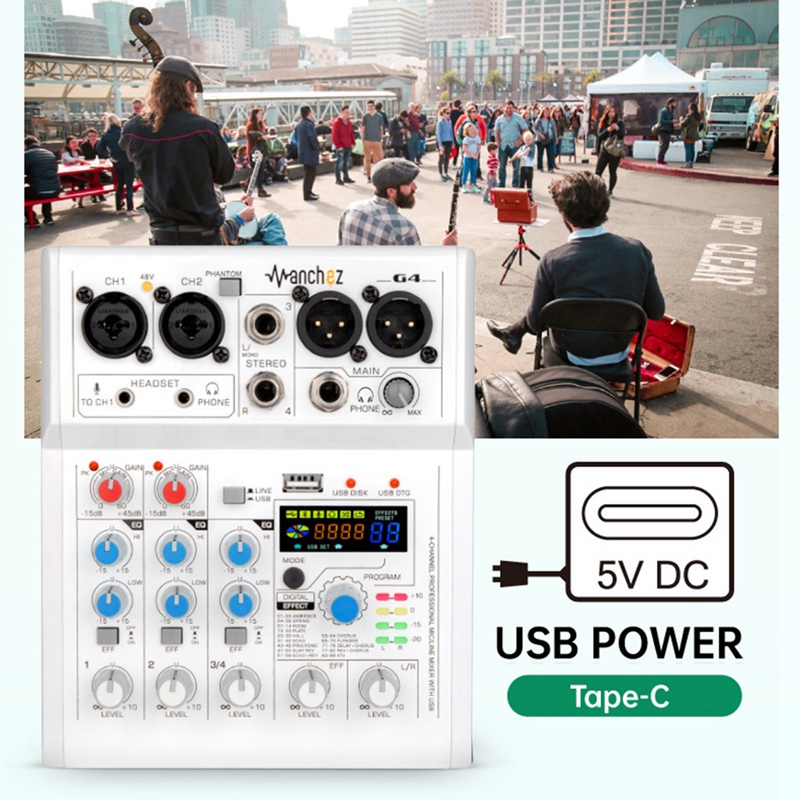 G4 4 Channel USB Bluetooth 88 Mixing Effects Sound Card Audio Mixer Sound Board Console Desk System Interface