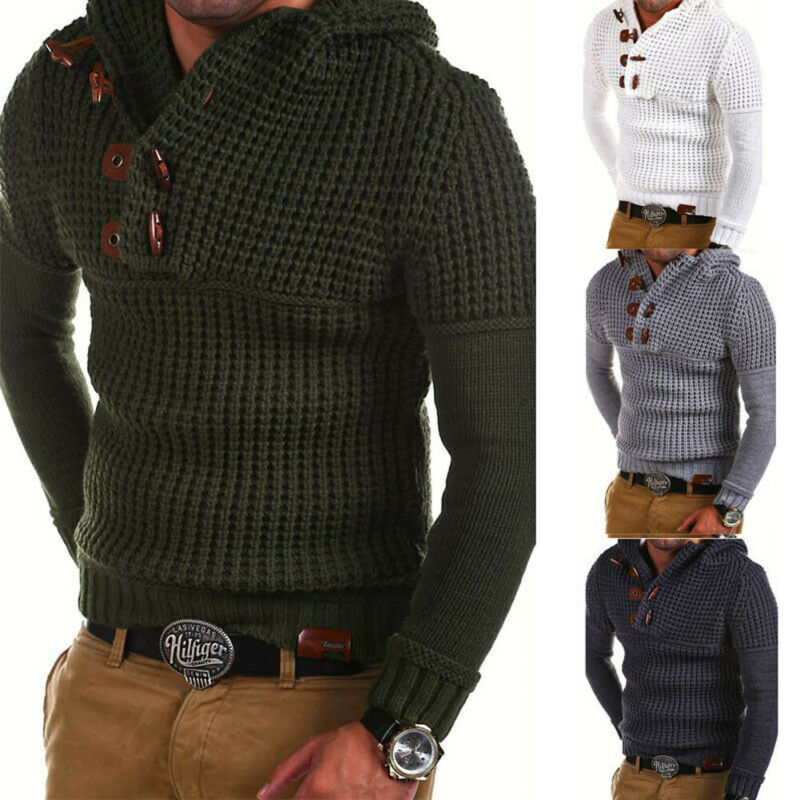 Heren trui gebreide hoodies knoopsluiting heren effen trui sweatshirt casual streetwear jas winterjas sudadera hombre