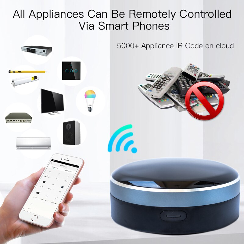 Tuya-Control remoto inteligente RF IR 2 en 1, mando A distancia Universal para persianas enrollables de TV A/C, funciona con Alexa, Siri y Google Home
