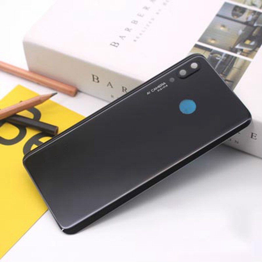 Zmodyfikowany bez Logo dla Huawei Nova 3 Nova3 tylna pokrywa tylny Panel szklany wymiana obudowy obudowy baterii + naklejka Adheisve: Black With Lens
