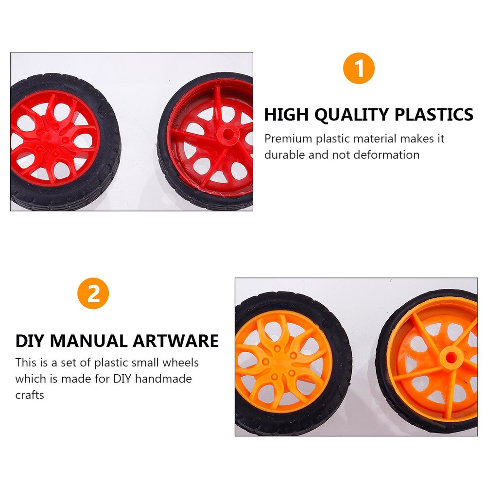 8 pcs Four-wheel Drive Wheels Small DIY Plastic Toy Wheel Toy Tires Car Accessories Replacement for Robot