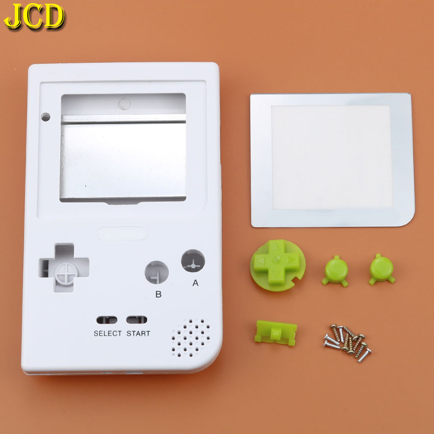 JCD 1PCS Plastic Full Case Cover Housing Shell Replacement for Gameboy Pocket Game Console for GBP Shell Case W/ Buttons Kit: F White