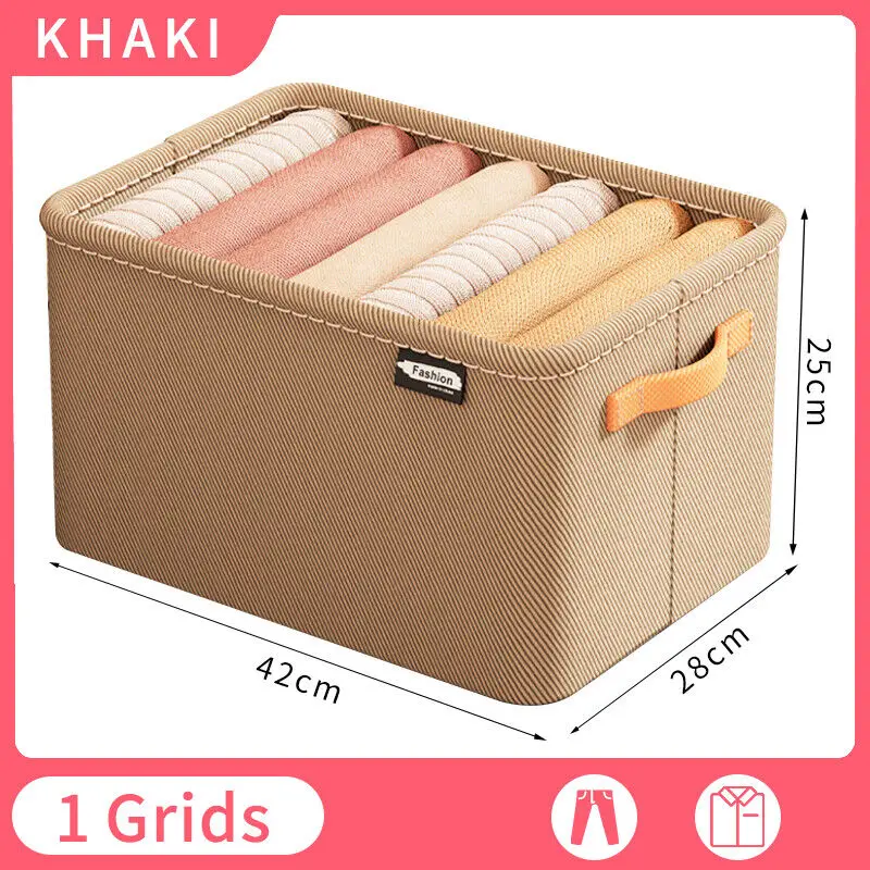 Clothing Pants Storage Box Wardrobe Clothes Storage Organizer Foldable Large Capacity Closet Organizer Drawer Storage Organizers: light green