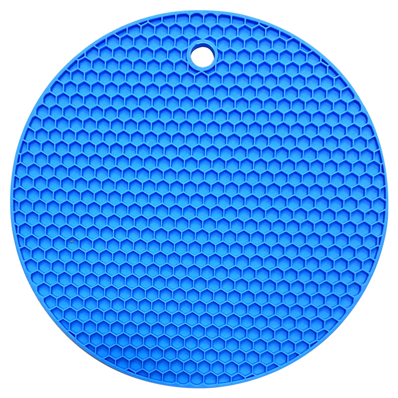 18 cm Ronde Siliconen Mat Coaster Food Grade Materiaal Placemat antislip Tafelmat Keuken Accessoires Gadgets Ronde Cup mat: Blauw