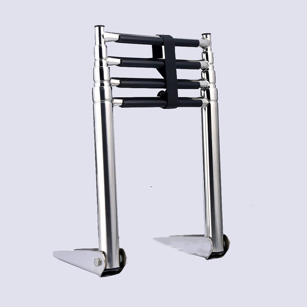 Stainless Steel 3 / 4 Steps Boat Telescopic Ladder Marine Transom Boarding Ladder Feet fit Swim Step Over Platform: 4 Step Ladder