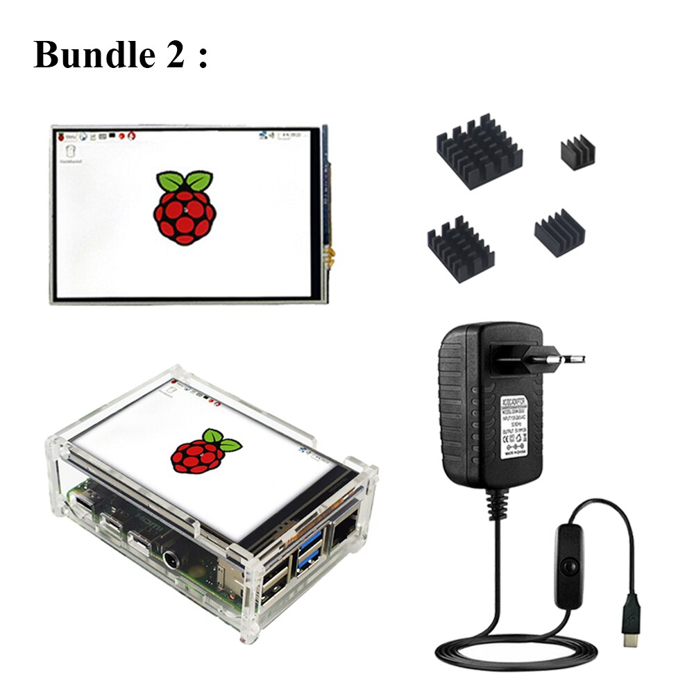 Raspberry Pi 4 Touch Screen 3.5 inch TFT LCD 480*320 Display with Acrylic Case Aluminum Heat Sink for Raspberry Pi 4 Model B 4B: Bundle 2