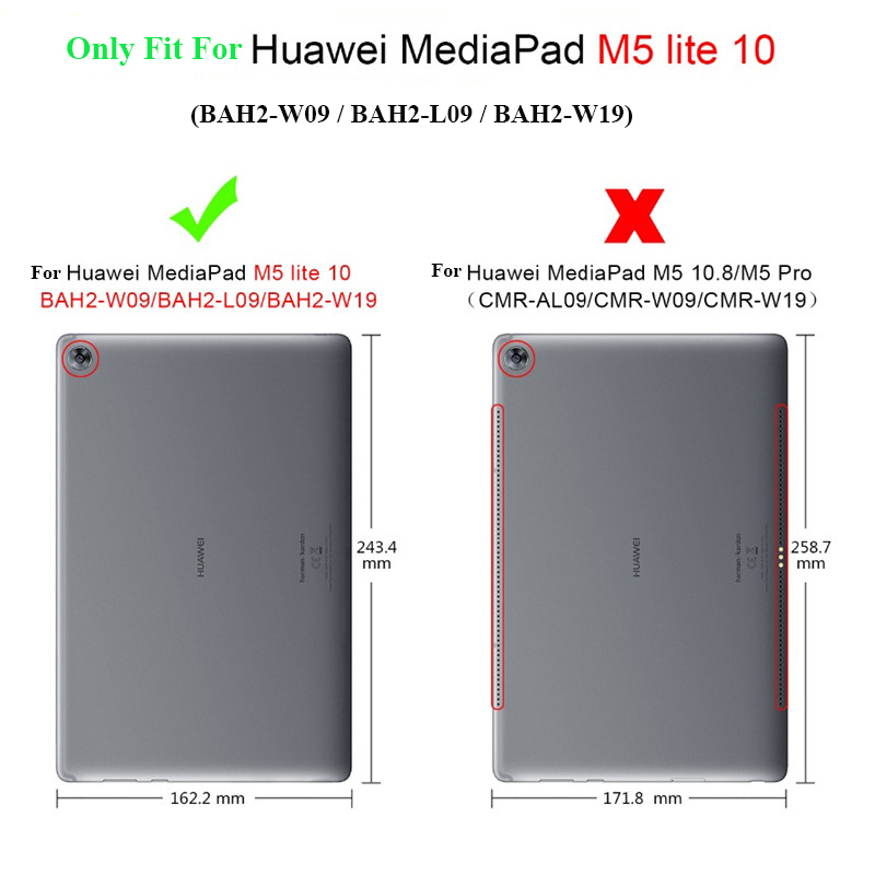 Custodia sottile in pelle PU retrò per Huawei MediaPad M5 Lite 10 BAH2-L09 W19 Tablet Funda Stand Cover per Huawei m5 lite 10 custodia + pellicola