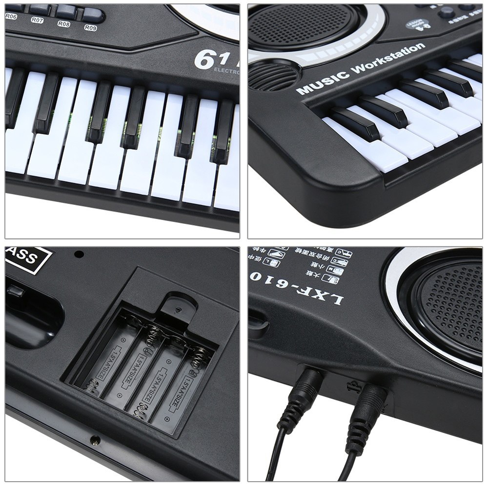 61 Keys Black Digital Music Electronic Keyboard Key Board Electric Piano Kids Musical Instrument