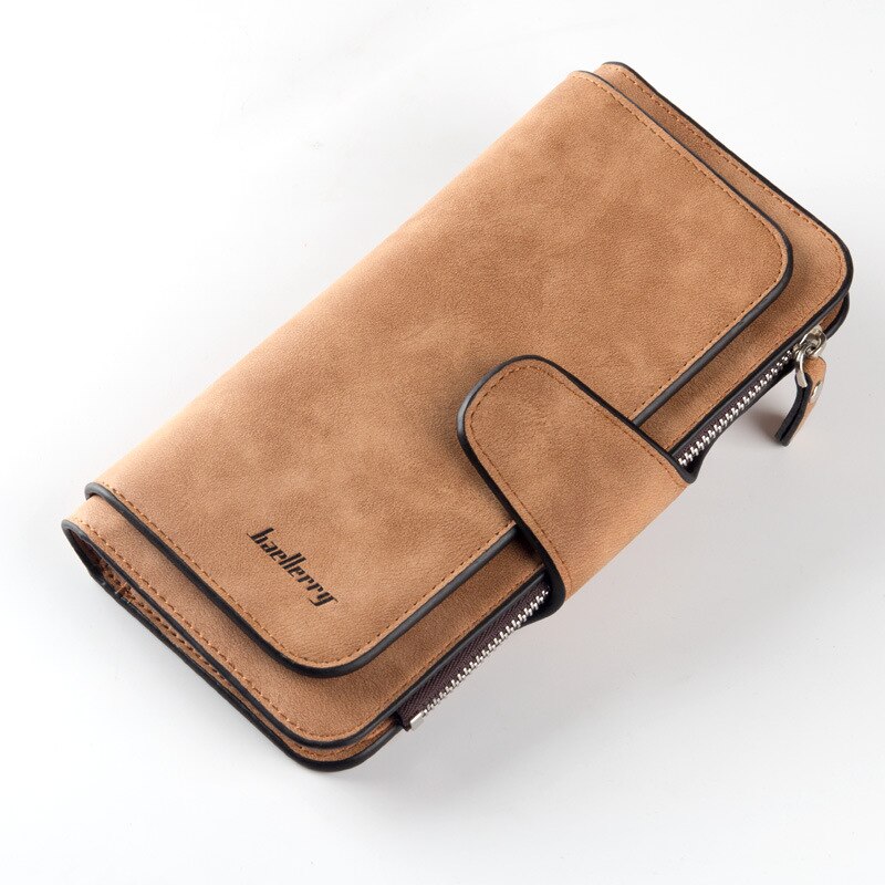 Baellerry Brand Wallet Women Scrub Leather Lady Purses Ladies Clutch Wallet Long Female Wallet Carteira Feminina: Brown