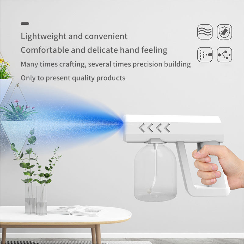 Desinfektionsmittel Nebel Pistole Blau Licht Drahtlose Nano Dampf Zerstäuber Fogger Desinfektion Haustier Wasser Spritzgerät Maschine Dampf sprühen Pistolen