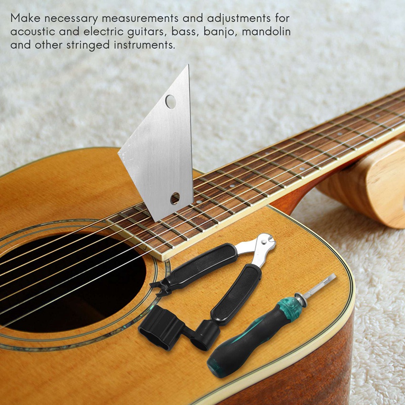Guitar Tool Kit Repairing Maintenance Tools String Organizer String Action Ruler Gauge Measuring Tool Hex Wrench Set Files Fin