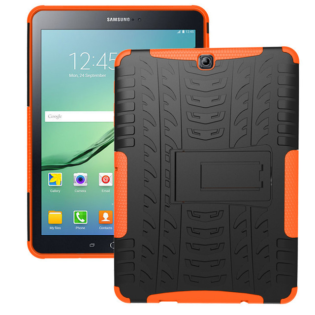 Funda rígida híbrida de TPU para tableta Samsung GALAXY Tab S2 9,7 SM T810 T815 T813 T819, carcasa resistente con película y bolígrafo: orange