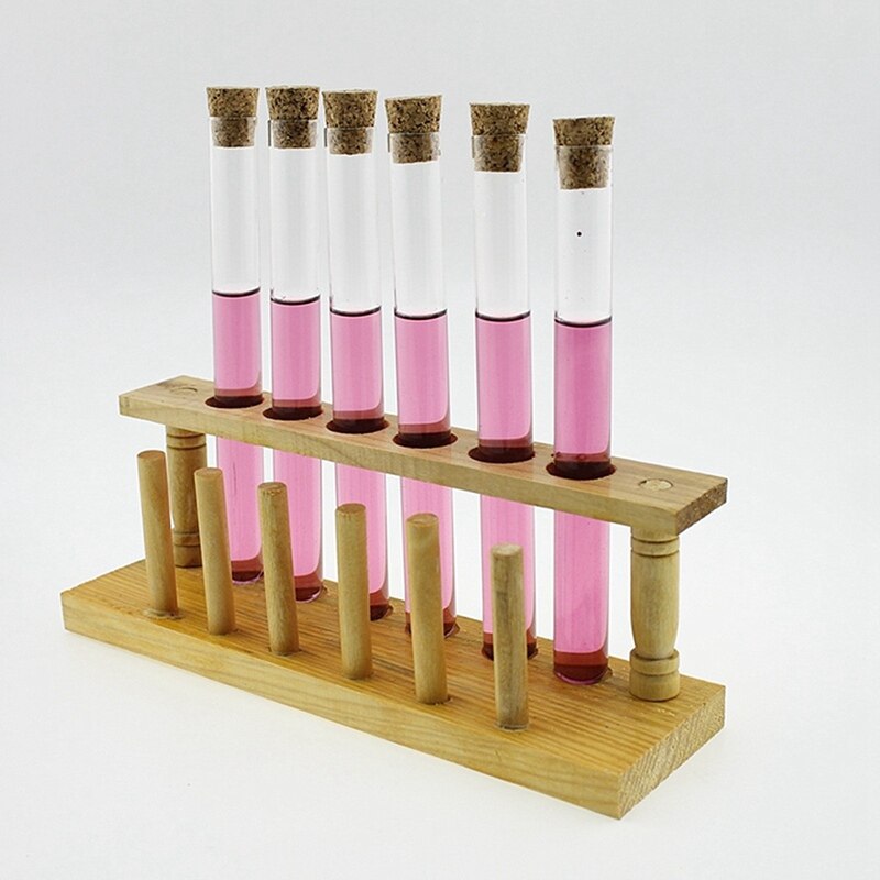 Laboratory Test Tube Rack Wood Test Tube Stand Shelf Bracket Holder 6 Holes Positions For School Lab Equipment