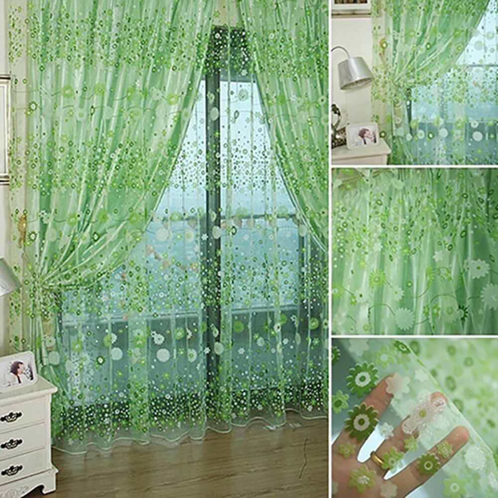 Pastorale Bloemen Voile Venster Deur Gordijn Balkon Valletjes Drape Panel Sheer Gordijnen Keuken En Woonkamer Raam Scherm