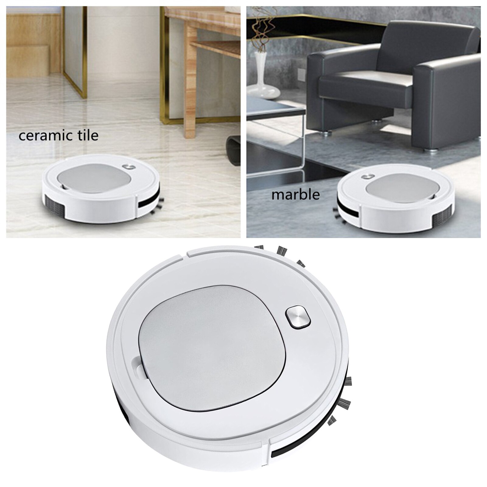 Smart Robot Vacuum Cleaner Multifunctional USB Auto Cleaning Pet Hair Vacuum Intelligent Floor Cleaning Robot: Silver