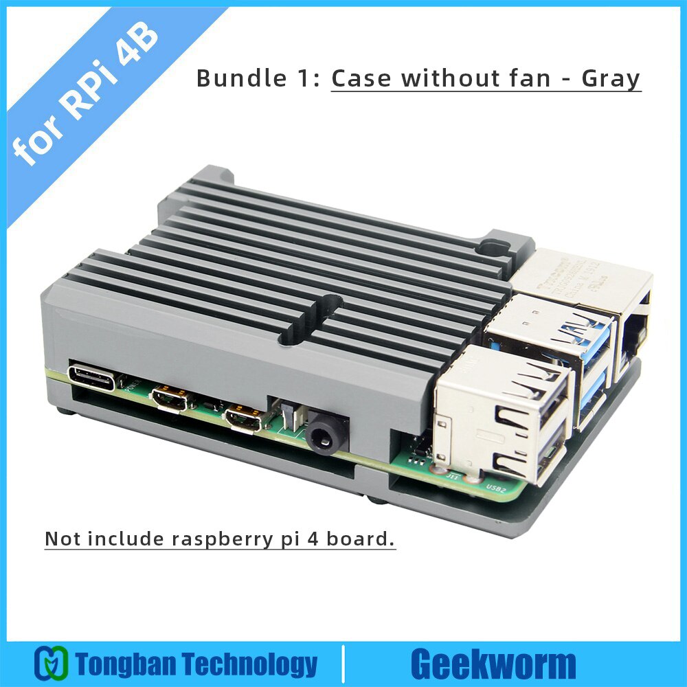 Raspberry Pi 4 Passive Cooling Case, Pi 4B Armor Aluminum Alloy Case/ Metal Enclosure Heat Dissipation for Pi 4 Model B: Bundle 1