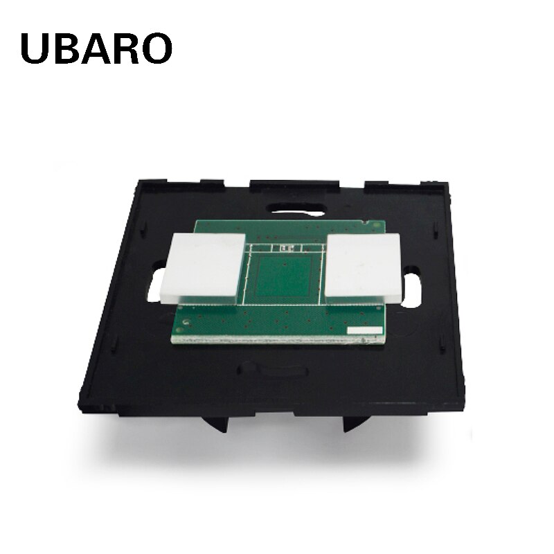 UBARO EU/UK Interruptor táctil de pared de cristal sin Material PC carcasa negra de 2 vías