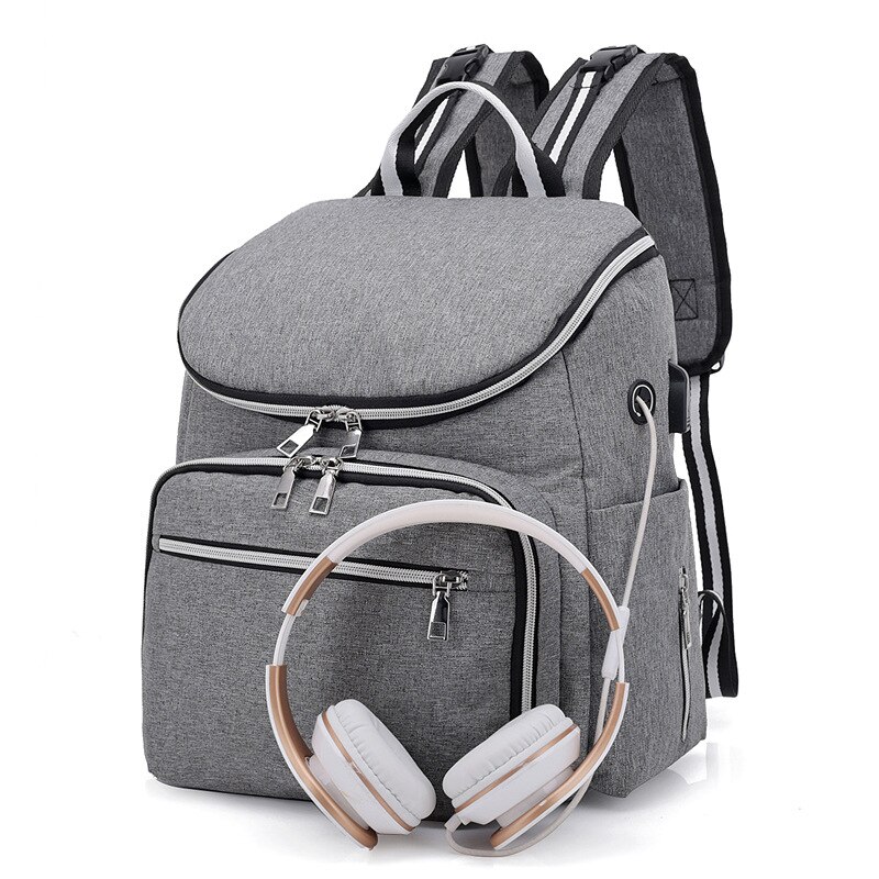 Style coréen-style sac à dos multi-fonctionnel momie sac USB casque étanche maman sac femmes Doubles Backpac