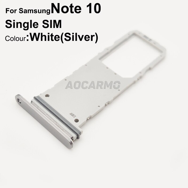 Aocarmo Enkele Sim Dual Sim Metalen Plastic Nano Sim Card Tray Microsd Slot Houder Voor Samsung Galaxy Note 10 Note X SM-N9700: White  Single SIM