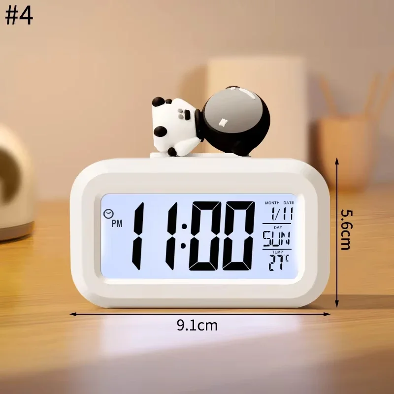LED Digital Clock Cute Kawaii Rome Decor Cartoon Pig Alarm Clock with Night Light Room Cute Watch Bedroom Bedside Ornaments