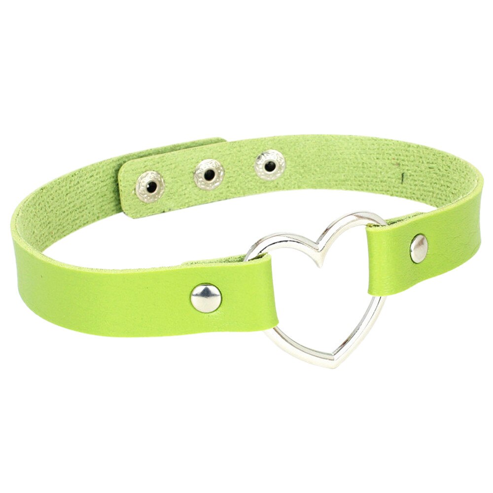 1 Stück Choker Halskette Punk Leder Hals Kette Kragen Herz Liebe Schmuck Weibliche Hals Schlüsselbein Kette Schmuck: green