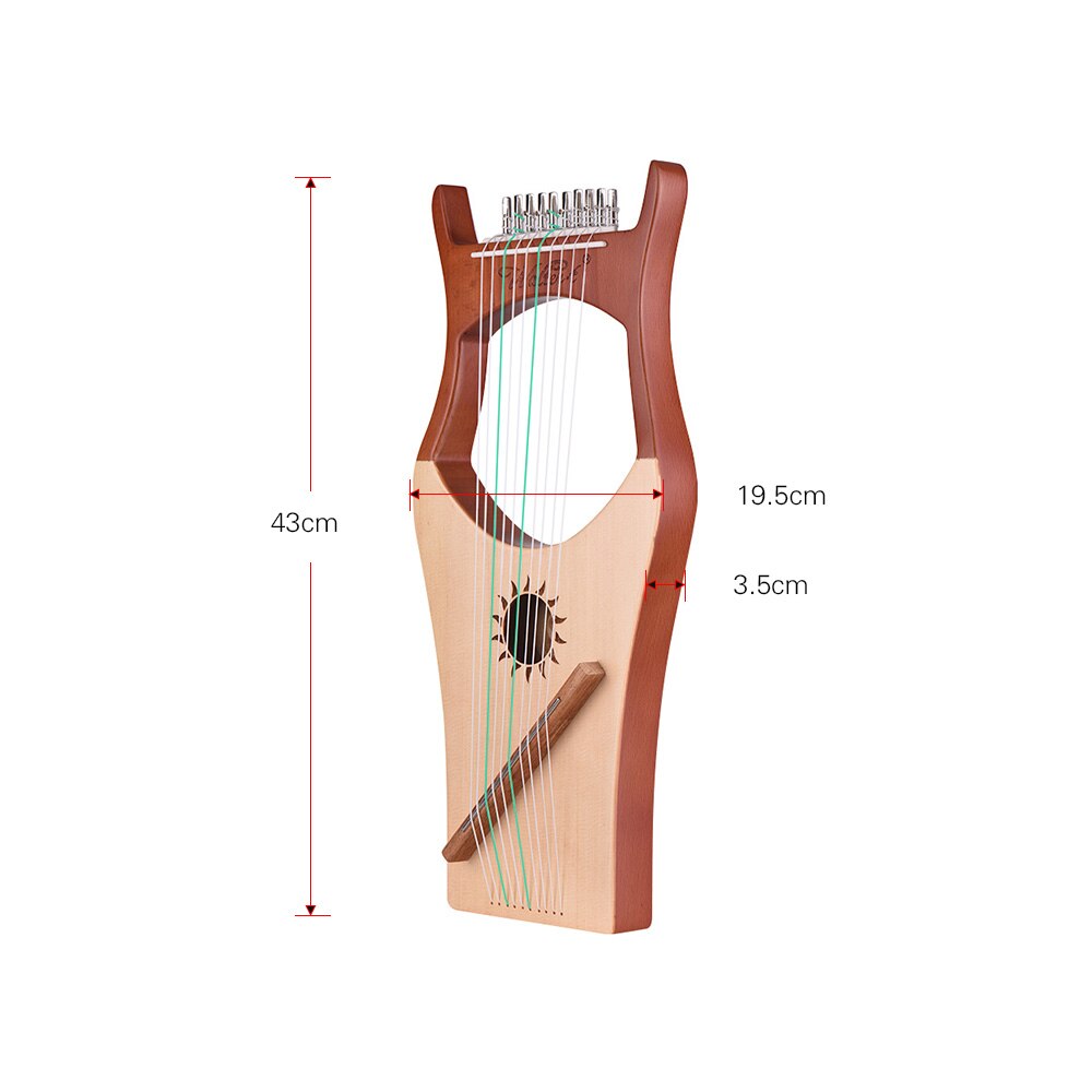 10-- strengs tre lyre harpe nylon strenger gran topboard bøk tre backboard strengeinstrument med bæreveske