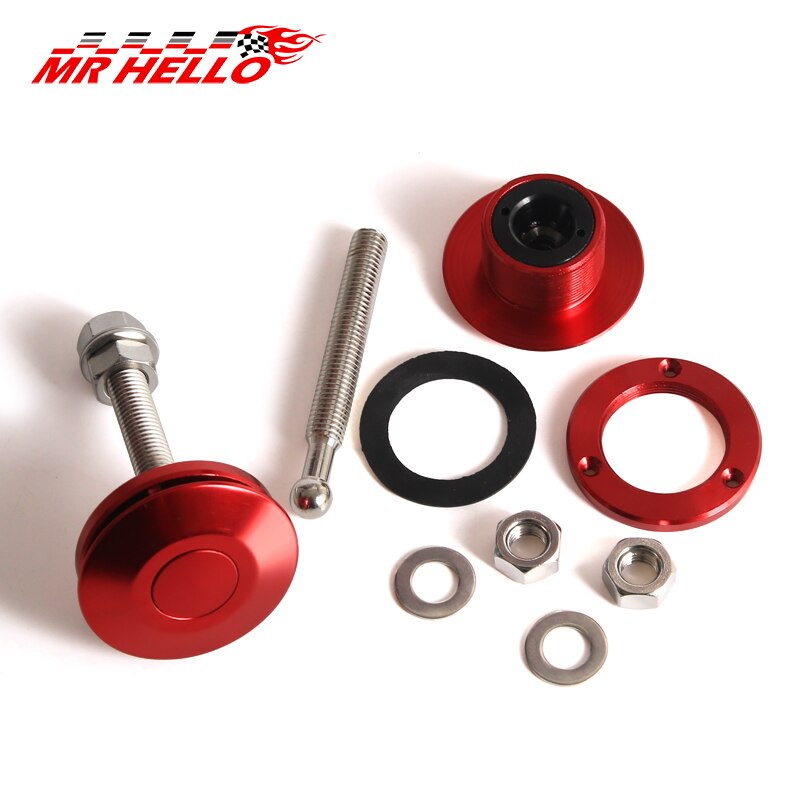 2 pcs Universal Push Button Billet Hood Pins Lock Clip Kit Car Quick Latch For FORD Mustang 4.6L V8 96-04