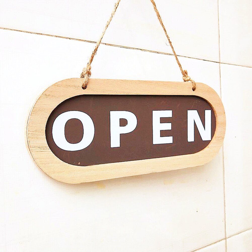 Double Sides Hanging Sign Indoor Business Notice Bar Open Closed Art Wall Home Wood Decoration Modern Store Club