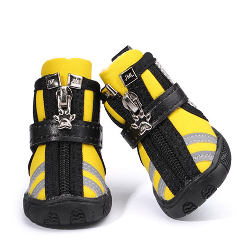 Atmungsaktive Haustier-Hundeschuhe, Frühling und Sommer, kleine Hundeschuhe mit Reißverschlüssen, rutschfeste Hundestiefel für Teddy, Chihuahua: XL / Gelb