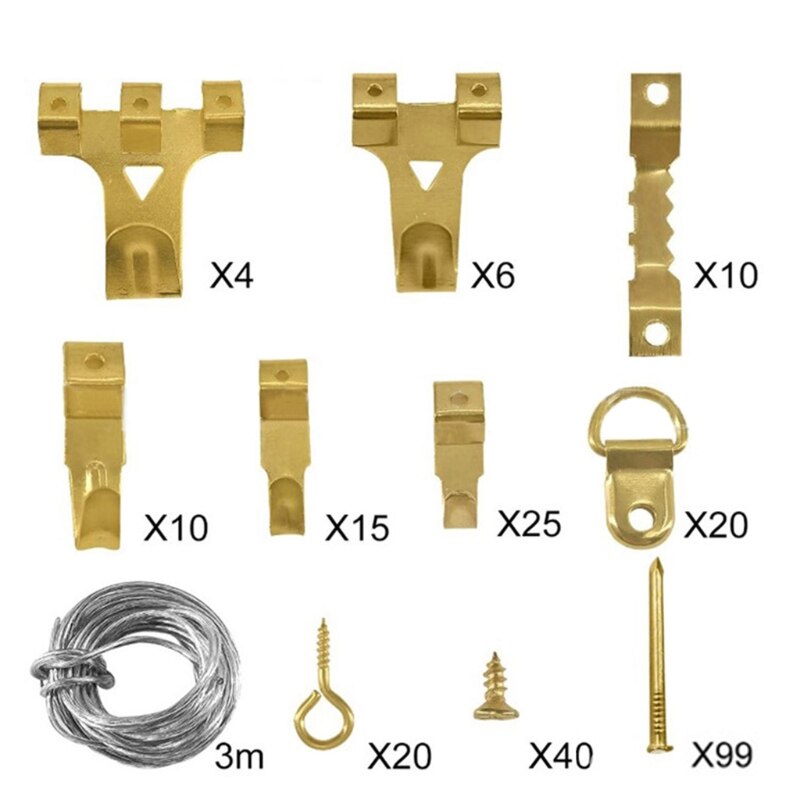 250Pc Picture Hanging Kit Sawtooth Hanger Screws Wall Mounted Picture Frame Hook