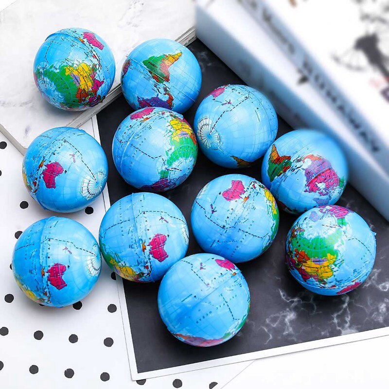 1 Pcs 63 Mm Aarde Bal Speelgoed Voor Kinderen Schuim Globe Anti Stress Wereldkaart Bal Atlas Globe Palm bal Planeet