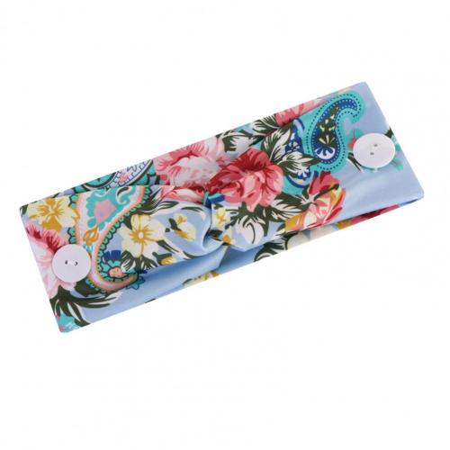 Diadema de buena elasticidad con absorción del sudor, banda para la cabeza cabello con dos botones fuertes para trotar: Light Blue Flower
