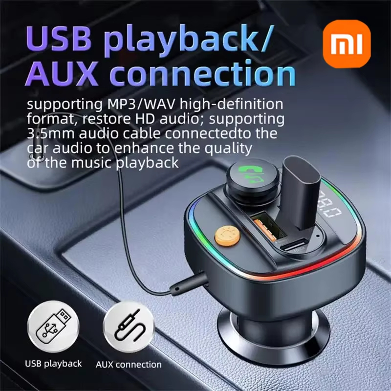 Xiaomi FM Sender Bluetooth 5.3 Freisprecheinrichtung Auto AUX Radio Modulator MP3 Player mit Schnellladeadapter Autozubehör