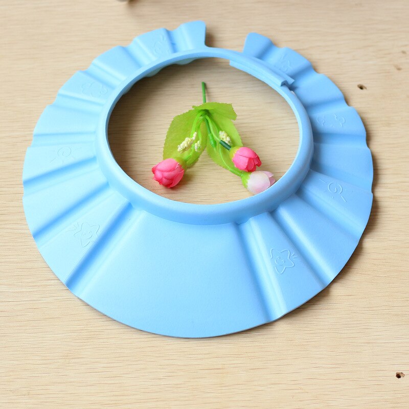 1pc bébé shampooing bonnet de douche pour laver les cheveux doux et mousse réglable bain bain bonnet de protection chapeau bébé coupe de cheveux bonnet de douche: A BLUE