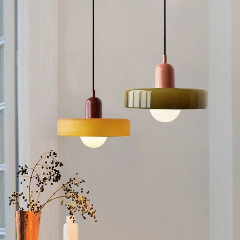 nordisch Glas Anhänger Licht Macaron Farbe LED Anhänger Lampen Für Wohnzimmer Schlafzimmer Studie Esszimmer Bar drinnen Dekorative Leuchten