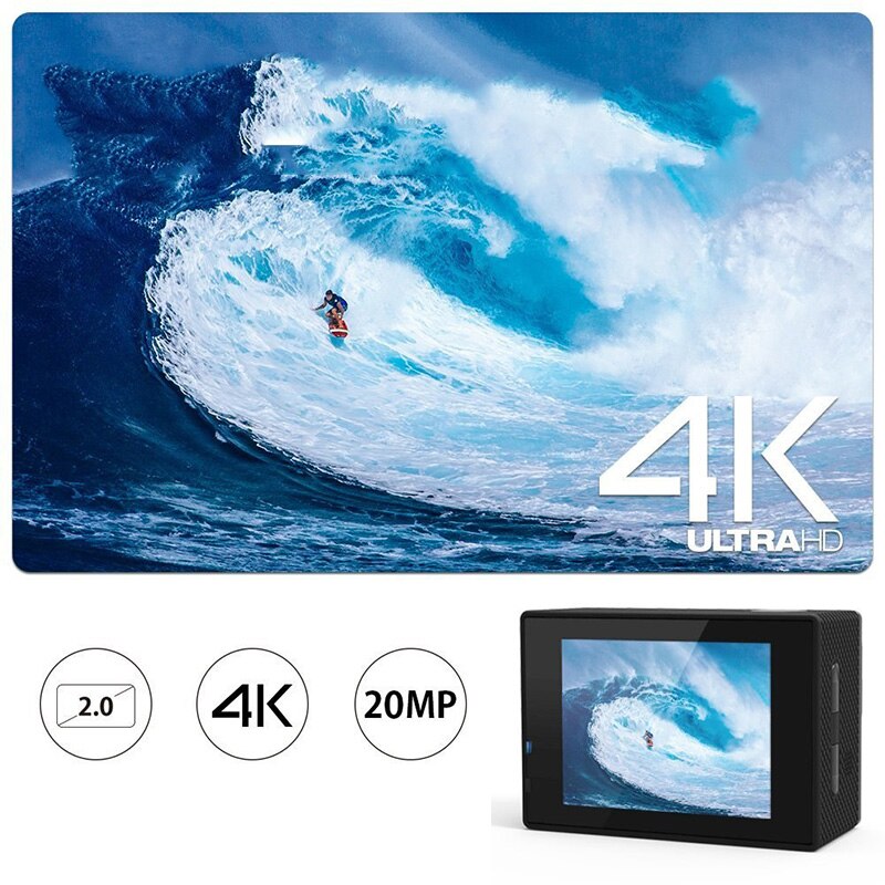 Wireless Wifi Action Camera HD 4K Waterproof Wide Angle 2.0 Inch Screen for Outdoor Sports